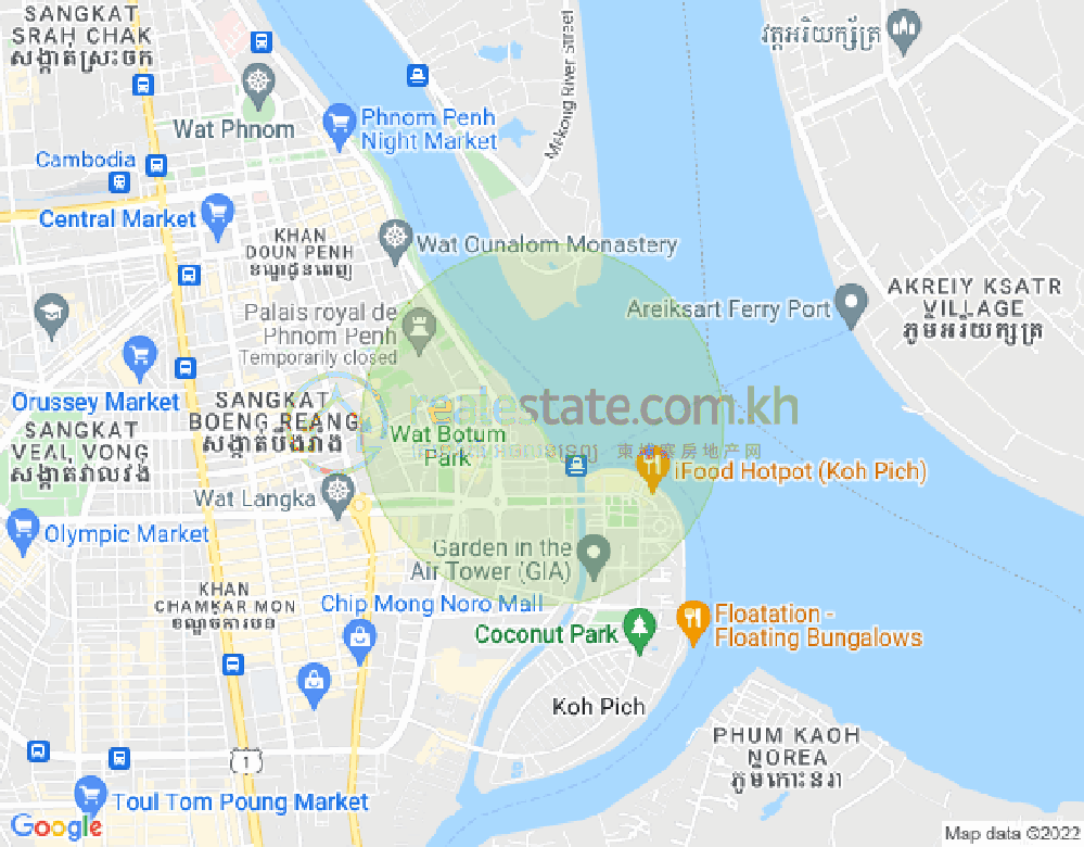 四臂湾分区, 隆边区, 金边地图