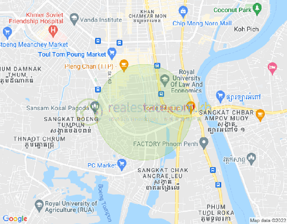 ផែនទី ផ្សារដើមថ្កូវ, ចំការមន, ភ្នំពេញ