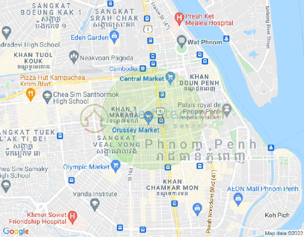 乌亚西1分区, 马卡拉区, 金边地图