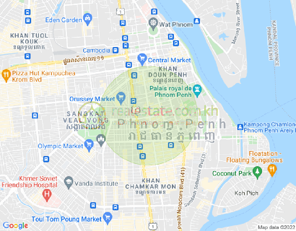 Mapa: Boeng Reang, Daun Penh, Phnom Penh