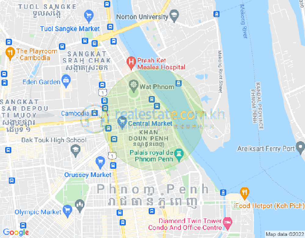 Map of Phsar Chas, Daun Penh, Phnom Penh