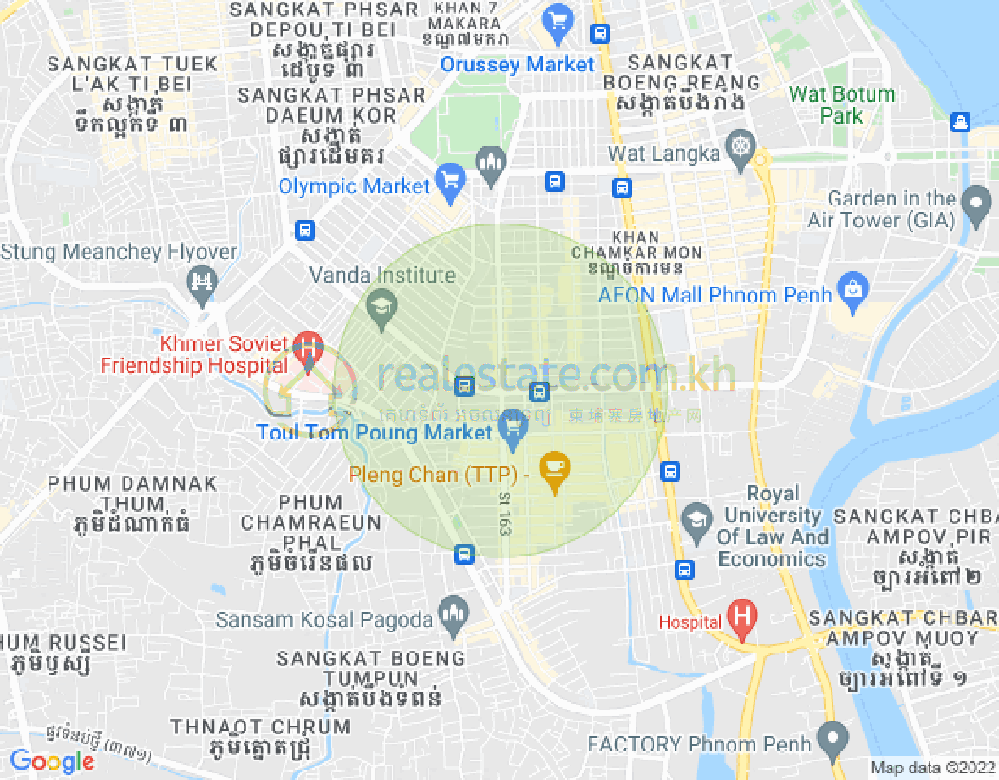 Mapa: Tonle Bassac, Chamkarmon, Phnom Penh