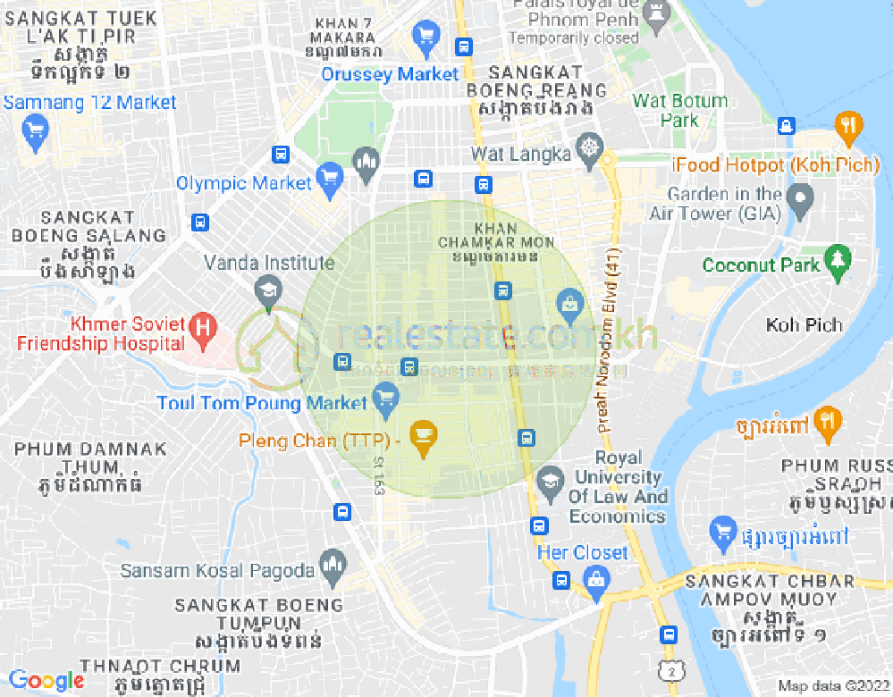 万景岗3分区（BKK3), 波哥堪, 金边地图