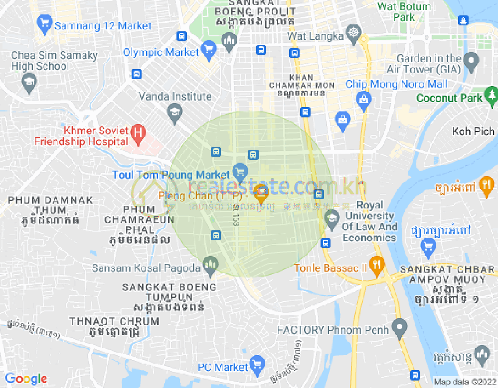 トゥールトンポン1, チャムカモン, プノンペンの地図