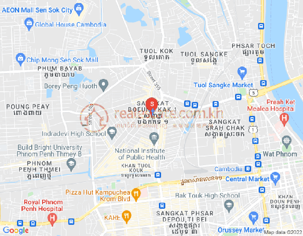 แผนที่ บึงกัก 1, ตuolโกก, พนมเปญ