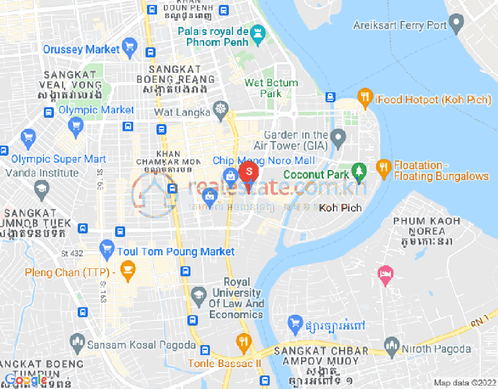 トンレバサック, チャムカモン, プノンペンの地図