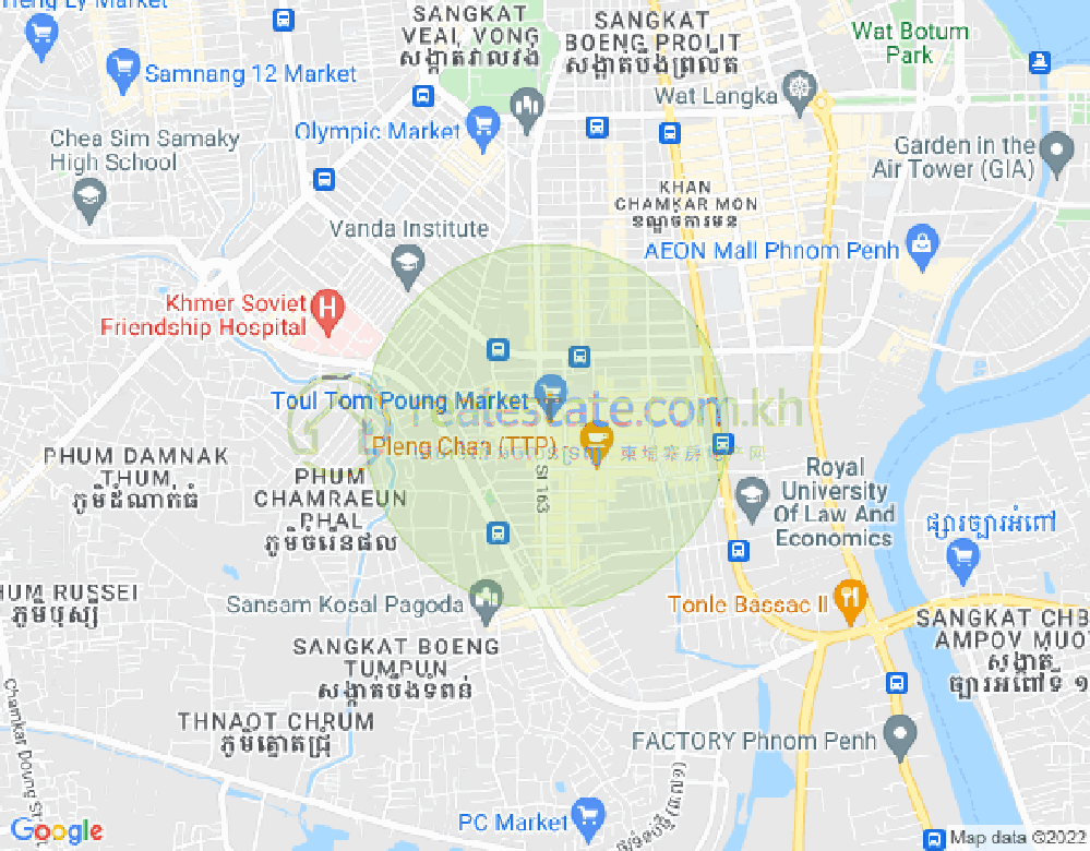 トゥールトンポン1, チャムカモン, プノンペンの地図
