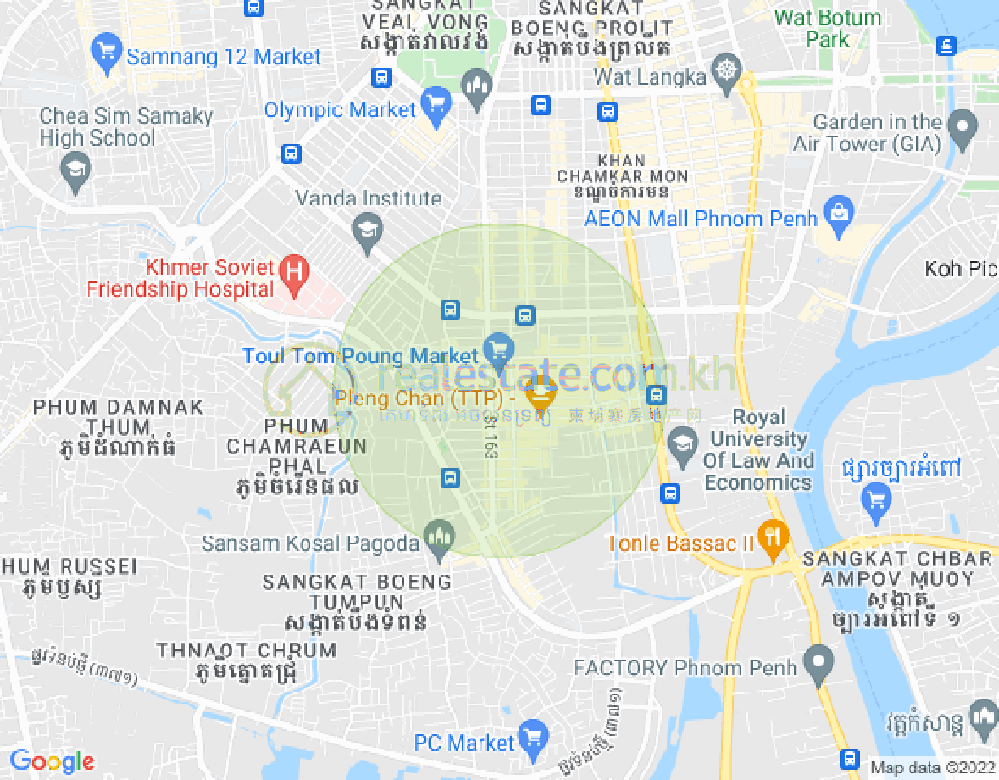 トゥールトンポン1, チャムカモン, プノンペンの地図
