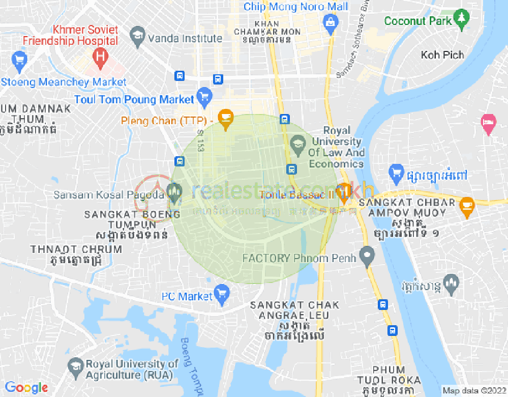 ផែនទី ផ្សារដើមថ្កូវ, ចំការមន, ភ្នំពេញ