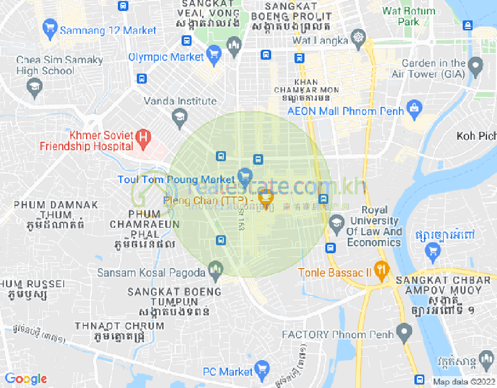 トゥールトンポン1, チャムカモン, プノンペンの地図
