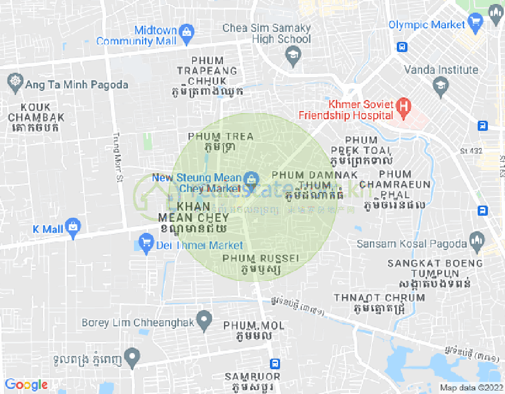 Stueng Mean chey 2镇, 棉芷区, 金边地图