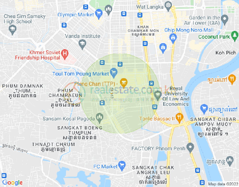 Map of Toul Tum Poung 1, Chamkarmon, Phnom Penh