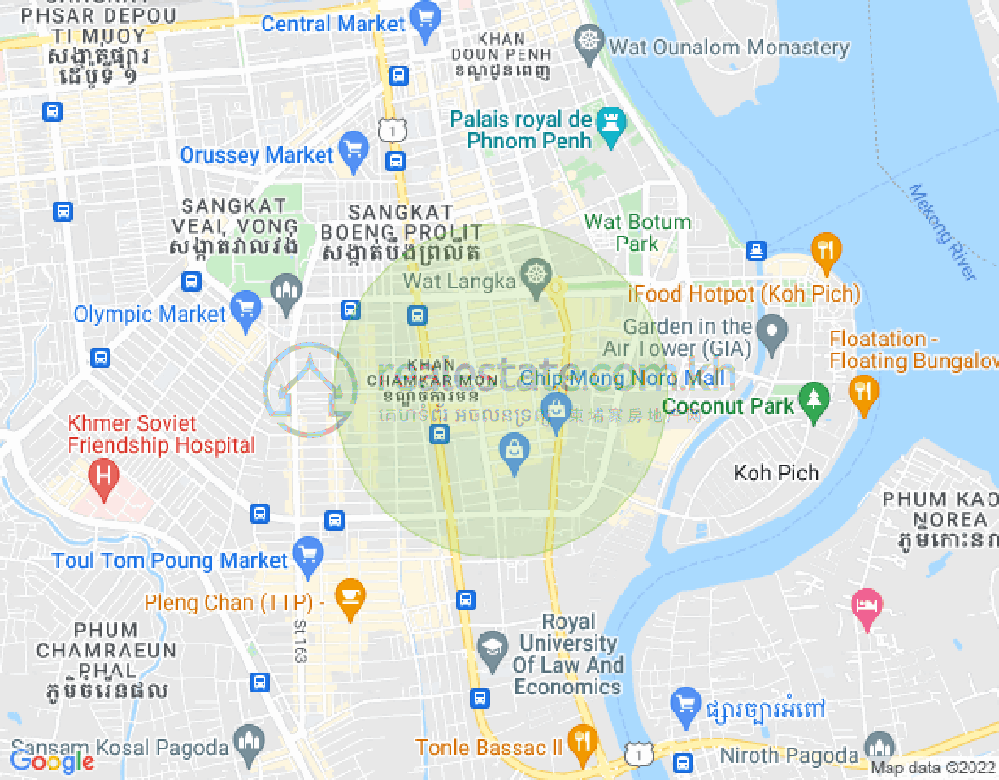 BKK 1, ボンケンコン, プノンペンの地図