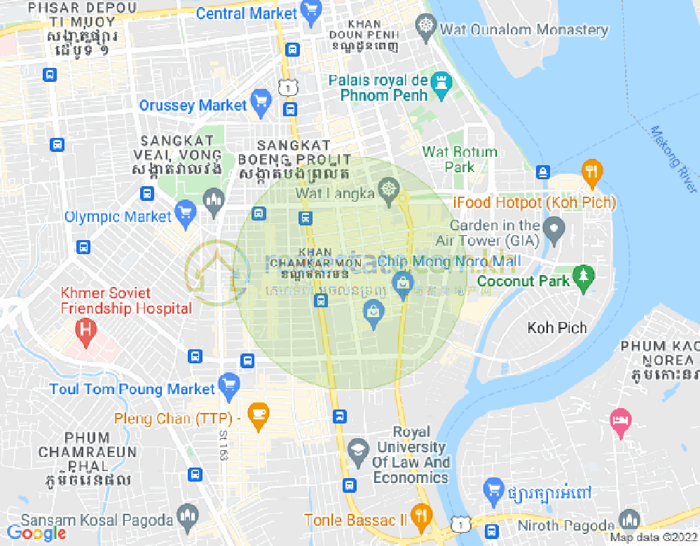 BKK 1, ボンケンコン, プノンペンの地図