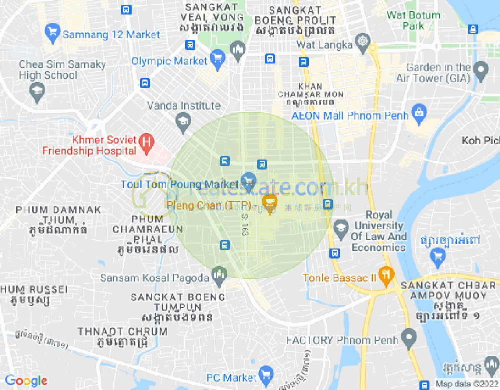Map of Toul Tum Poung 1, Chamkarmon, Phnom Penh
