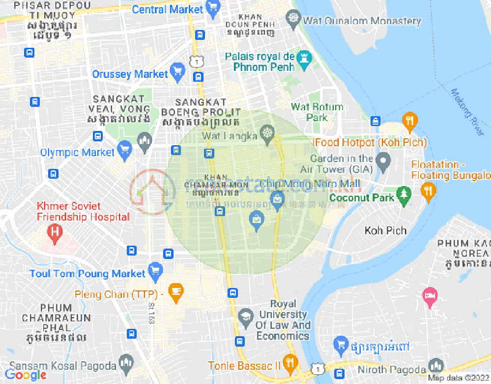 BKK 1, ボンケンコン, プノンペンの地図