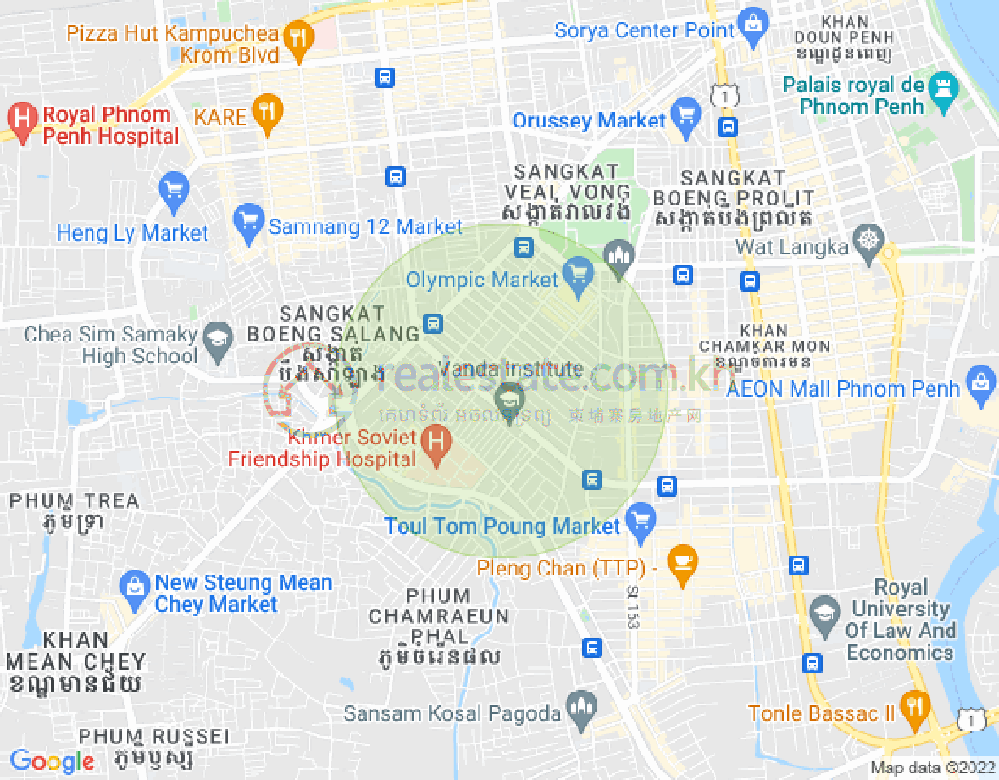 Carte de Toul Tum Poung 1, Chamkarmon, Phnom Penh