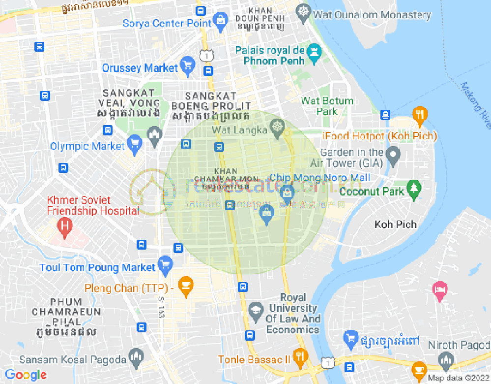 Map of BKK 1, Boeng Keng Kang, Phnom Penh