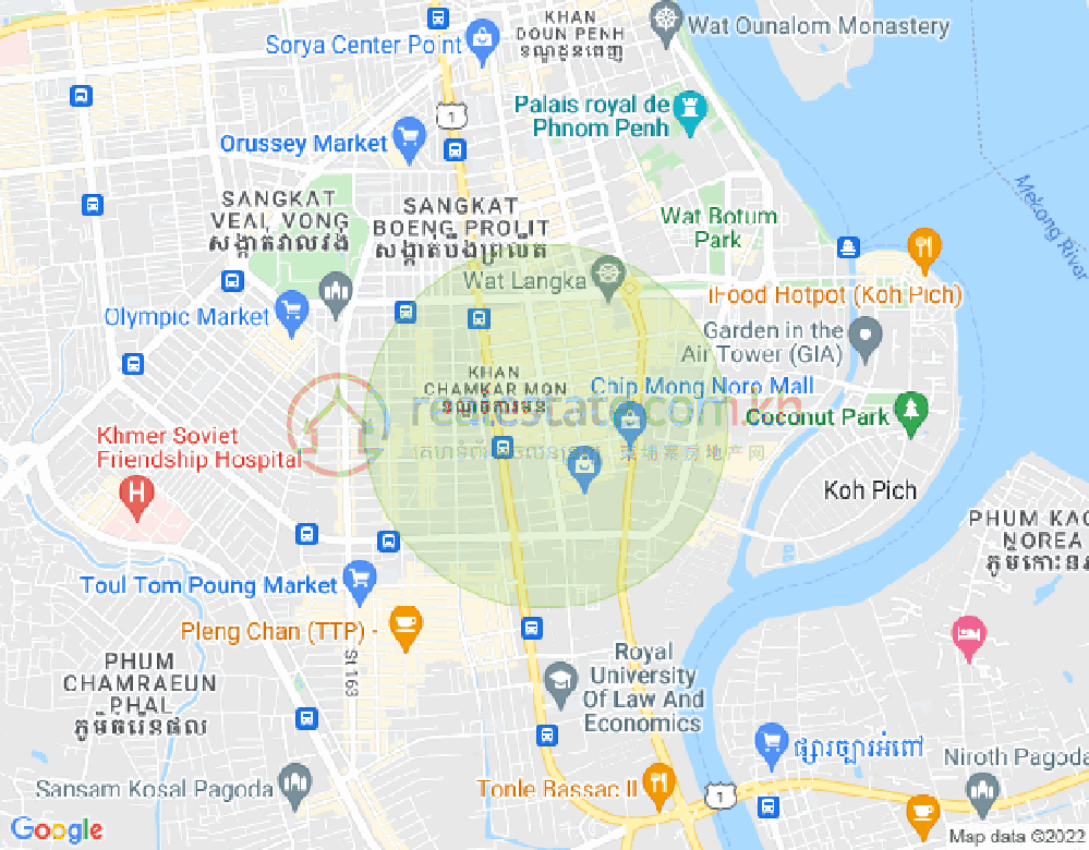 BKK 1, ボンケンコン, プノンペンの地図