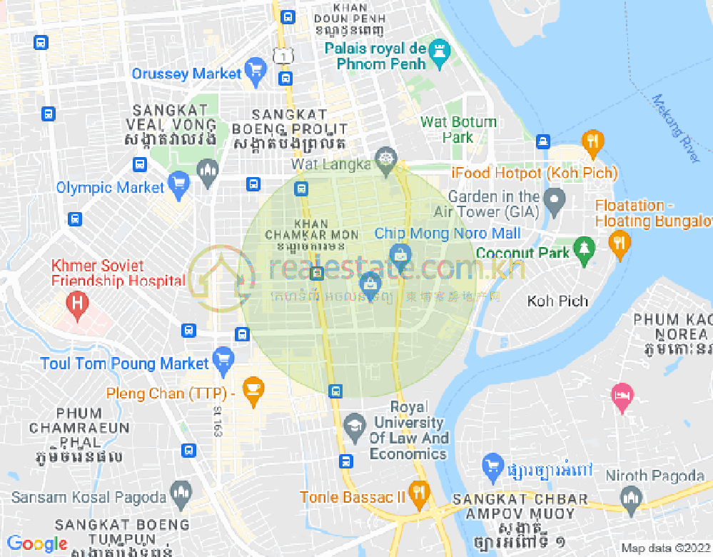 BKK 1, ボンケンコン, プノンペンの地図