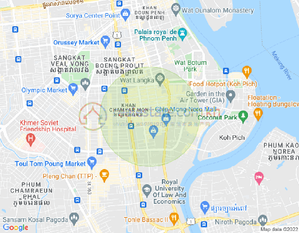BKK 1, ボンケンコン, プノンペンの地図