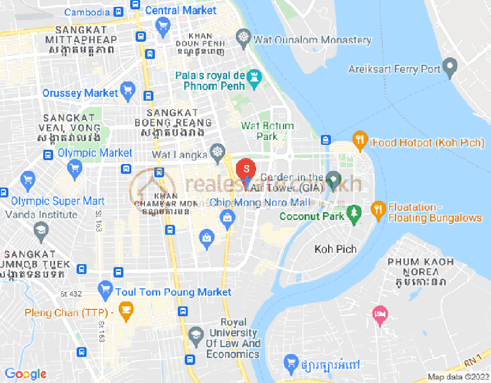 Карта Тонле Бассак, Чамкармон, Пномпень