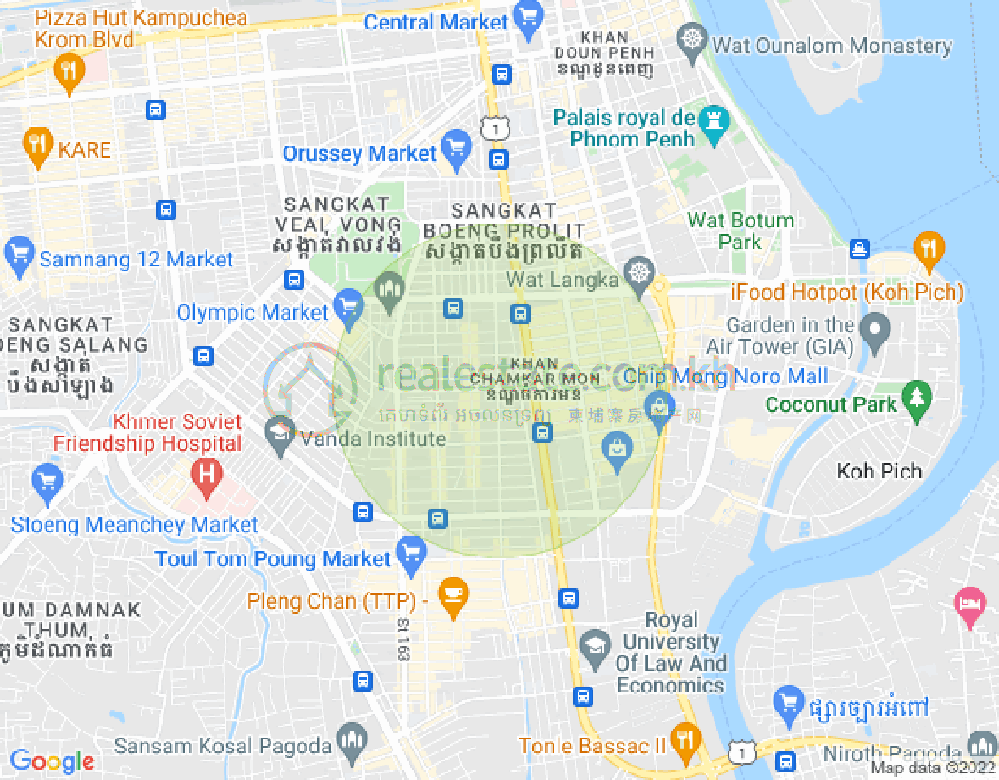 Mapa: BKK 2, Boeng Keng Kang, Phnom Penh