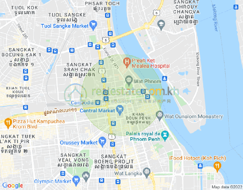 Carte de Wat Phnom, Daun Penh, Phnom Penh