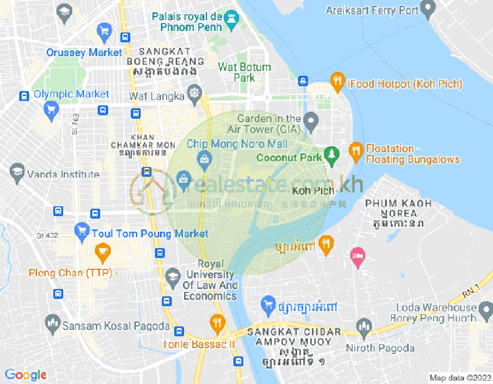 トンレバサック, チャムカモン, プノンペンの地図