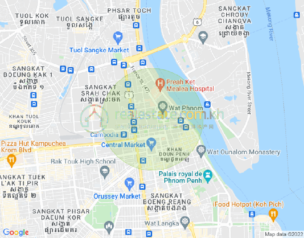 Carte de Wat Phnom, Daun Penh, Phnom Penh