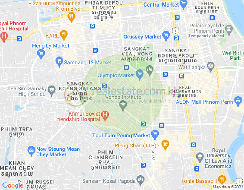 万景岗3分区（BKK3), 波哥堪, 金边地图