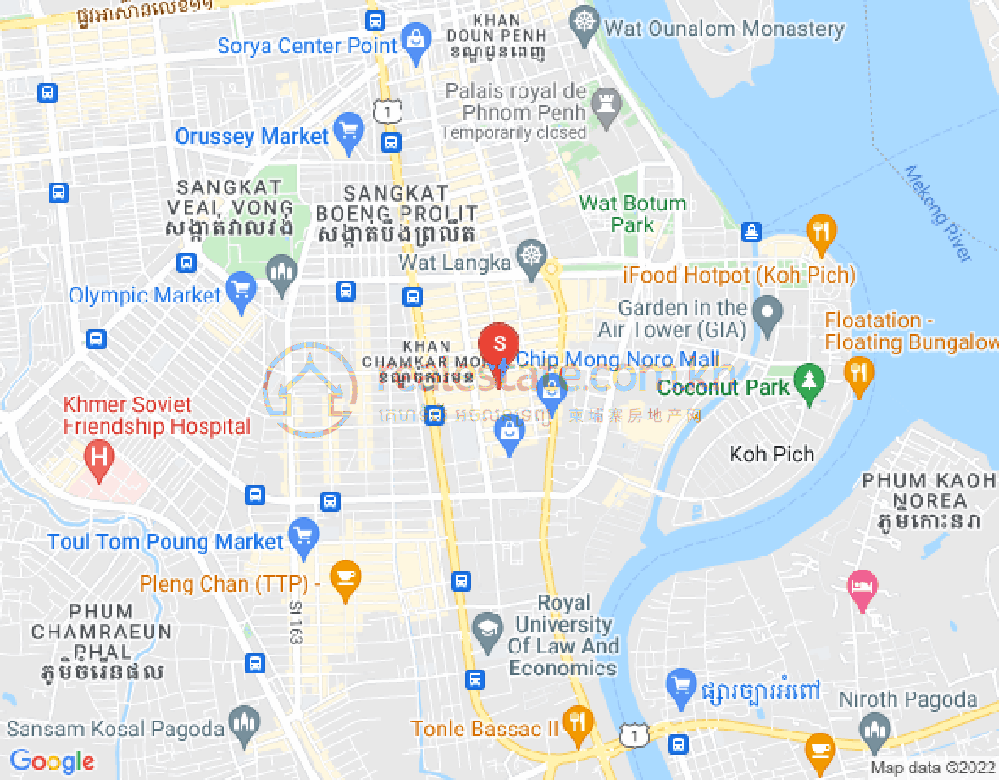 Map of BKK 1, Boeng Keng Kang, Phnom Penh