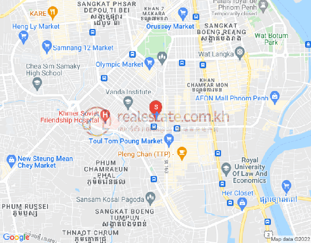 Map of Toul Tum Poung 2, Chamkarmon, Phnom Penh