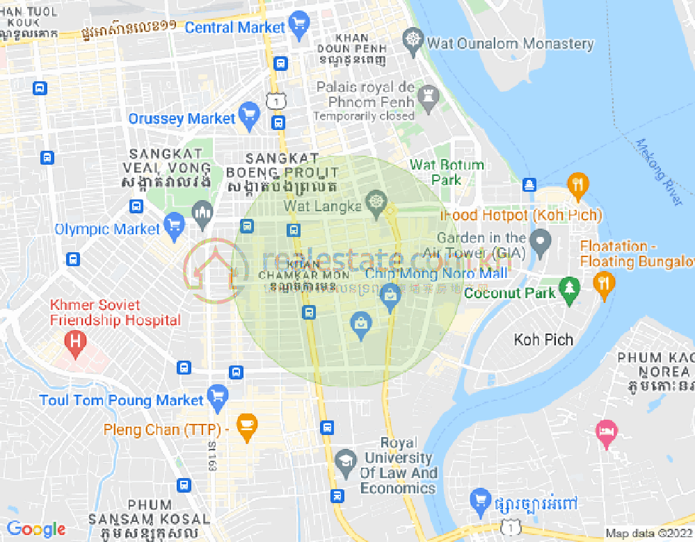 만경강1부구(BKK1), 벙껭깡, 프놈펜 지도
