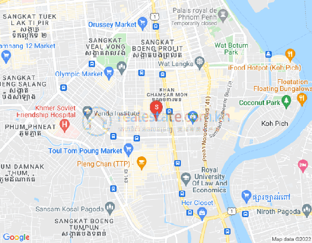 ផែនទី ទន្លេបាសាក់, ចំការមន, ភ្នំពេញ