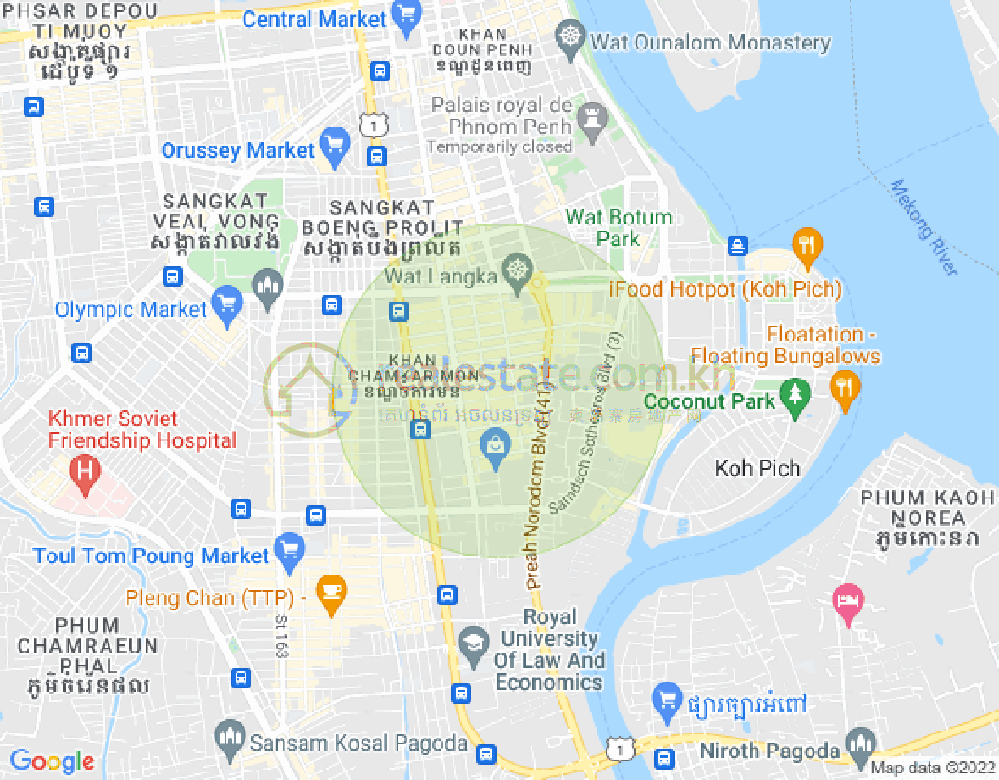 Mapa: BKK 1, Boeng Keng Kang, Phnom Penh