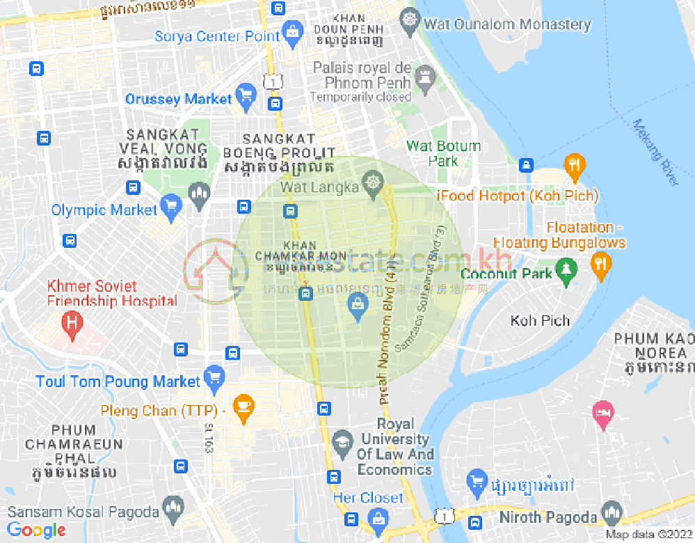 万景岗1分区（BKK1), 波哥堪, 金边地图
