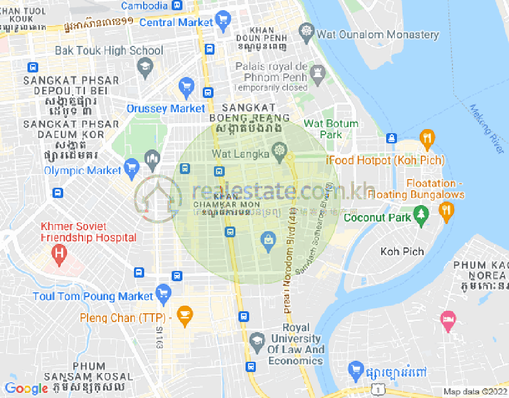BKK 1, ボンケンコン, プノンペンの地図