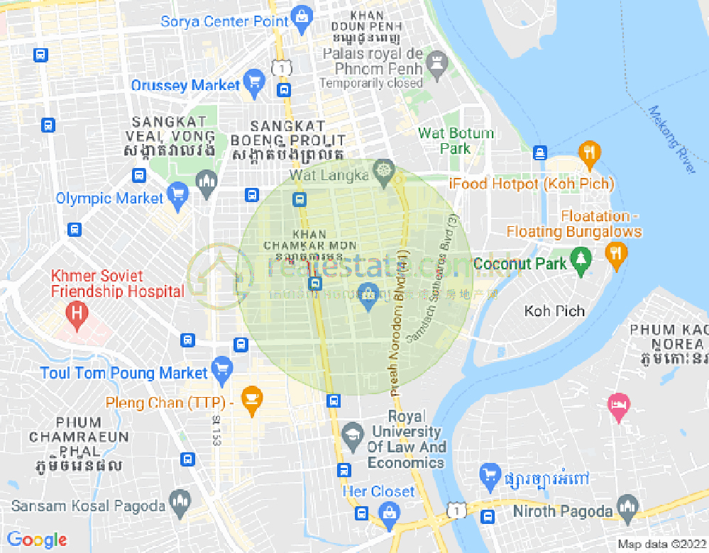万景岗1分区（BKK1), 波哥堪, 金边地图