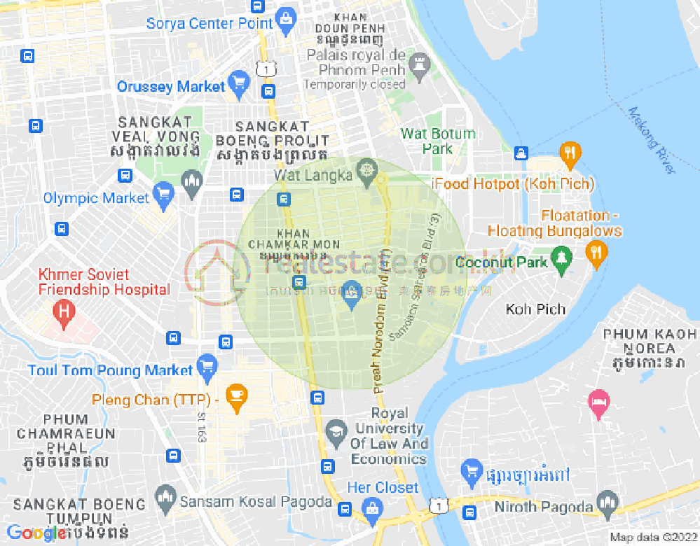 Mapa: BKK 1, Boeng Keng Kang, Phnom Penh