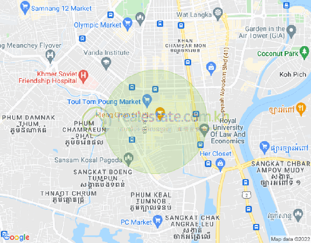 Map of Toul Tum Poung 1, Chamkarmon, Phnom Penh