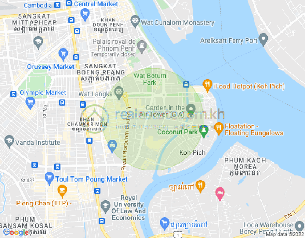Map of Tonle Bassac, Chamkarmon, Phnom Penh