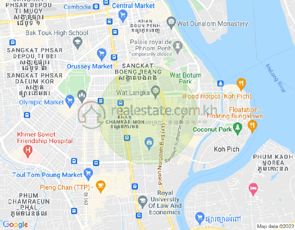 BKK 1, ボンケンコン, プノンペンの地図