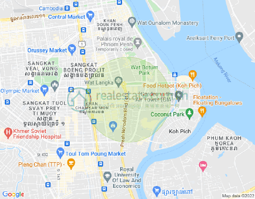 Mapa: BKK 1, Boeng Keng Kang, Phnom Penh