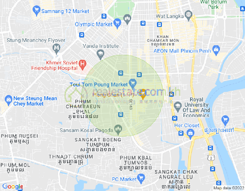 Map of Toul Tum Poung 2, Chamkarmon, Phnom Penh