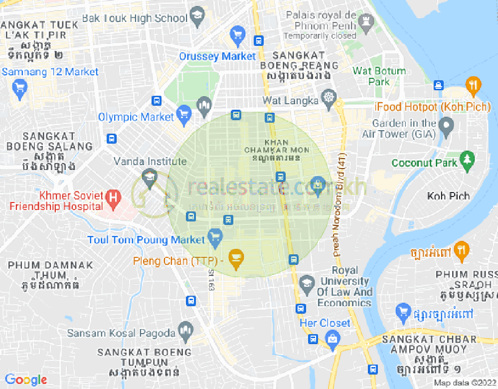Mapa: BKK 3, Boeng Keng Kang, Phnom Penh
