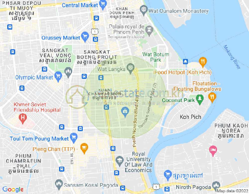 BKK 1, ボンケンコン, プノンペンの地図