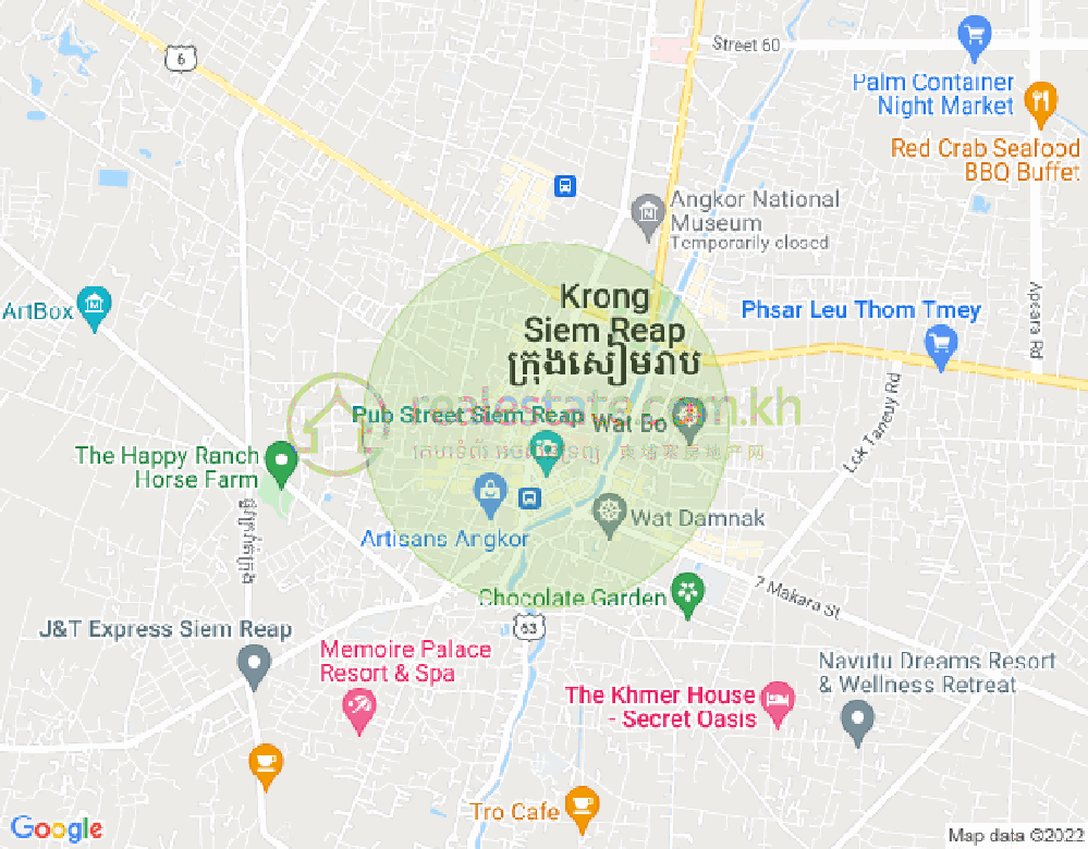 Central Market St., 暹粒地图