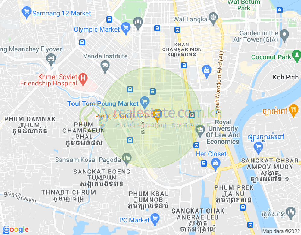 Carte de Toul Tum Poung 1, Chamkarmon, Phnom Penh