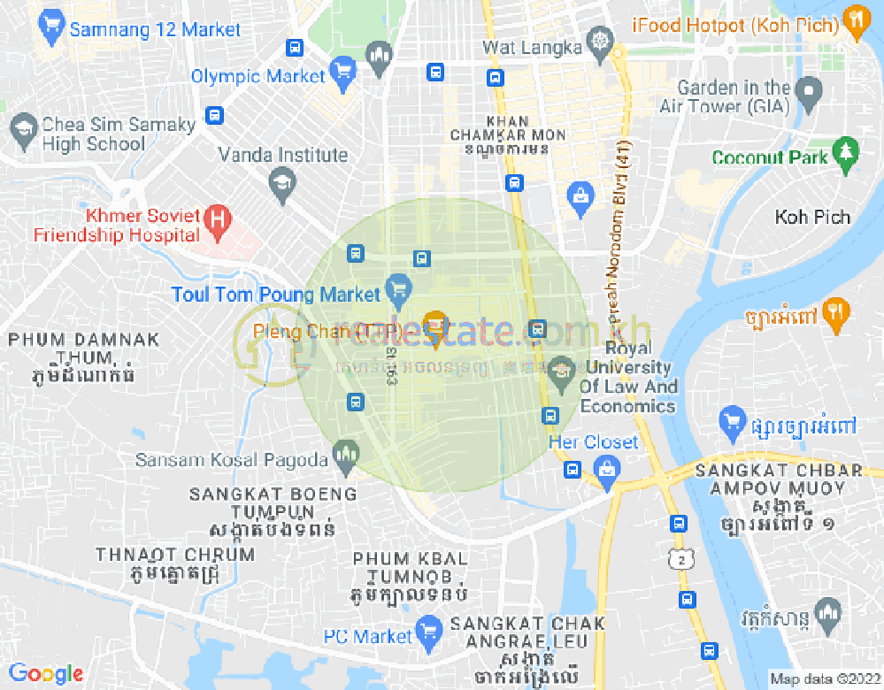 Carte de Toul Tum Poung 1, Chamkarmon, Phnom Penh